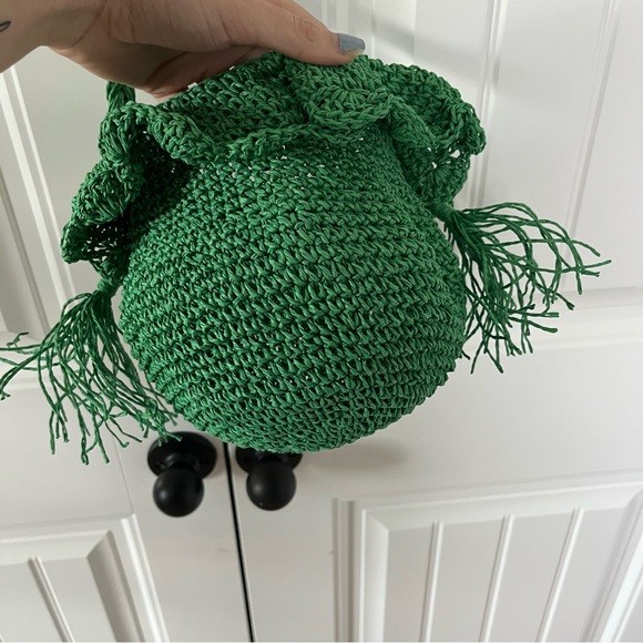 Rhode x Target Straw Crochet Bucket Bag Green Beach Tropical Vacation - Picture 7 of 7